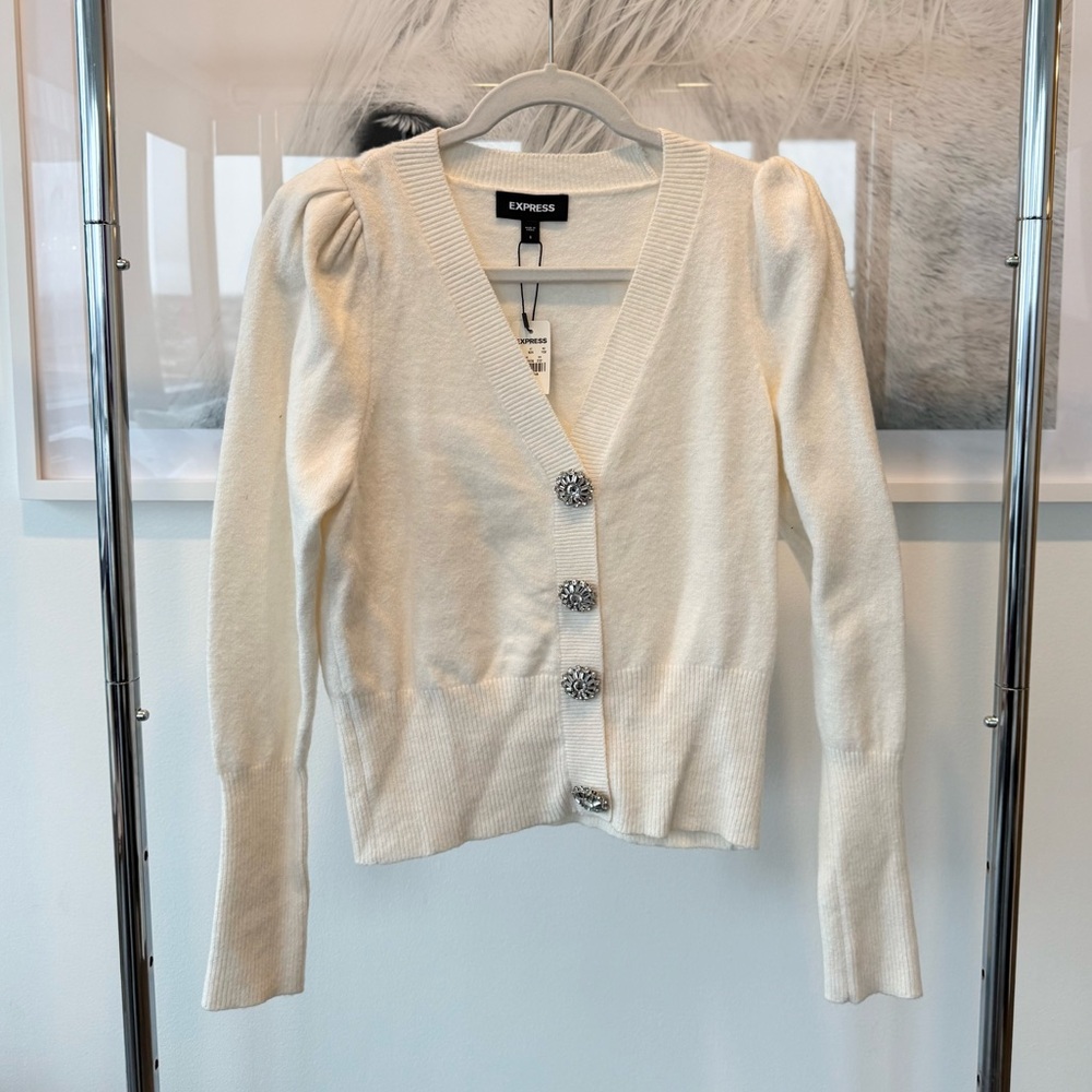 Express Cream Jewel Cardigan